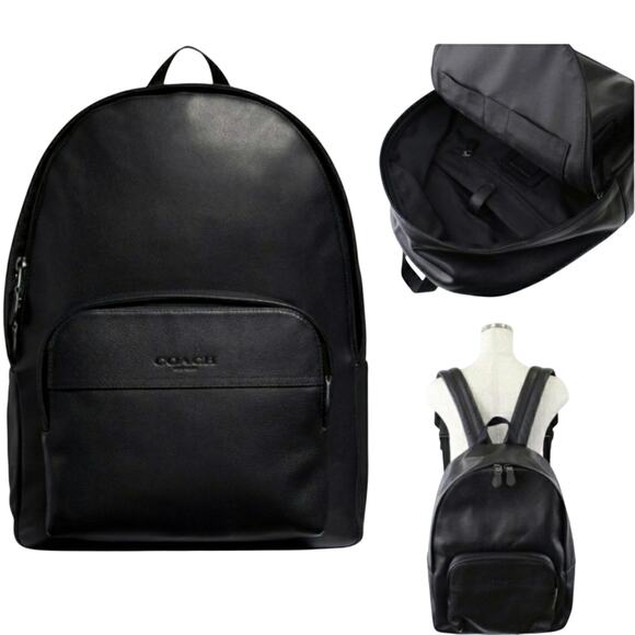 NWT Coach Black Leather Full Size Backpack - Picture 1 of 10